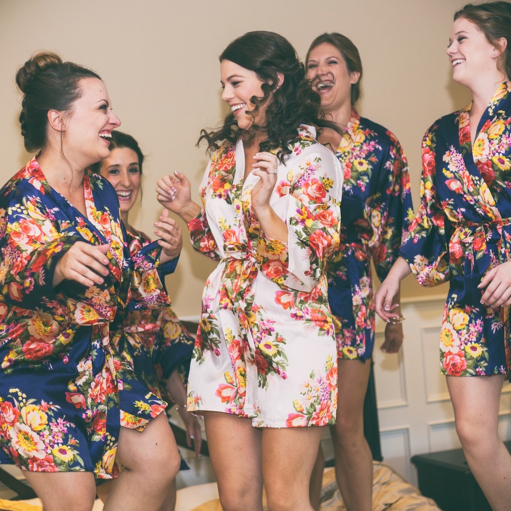 Floral Satin Robe, Bridesmaid Robe, Getting Ready - Picture 6 of 6